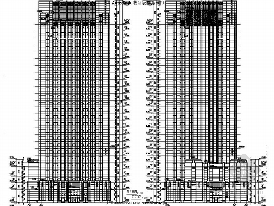 [江苏]25层现代风格行政办公楼单体建筑施工图（知名设计院）-25层现代风格行政办公楼单体建筑立面图