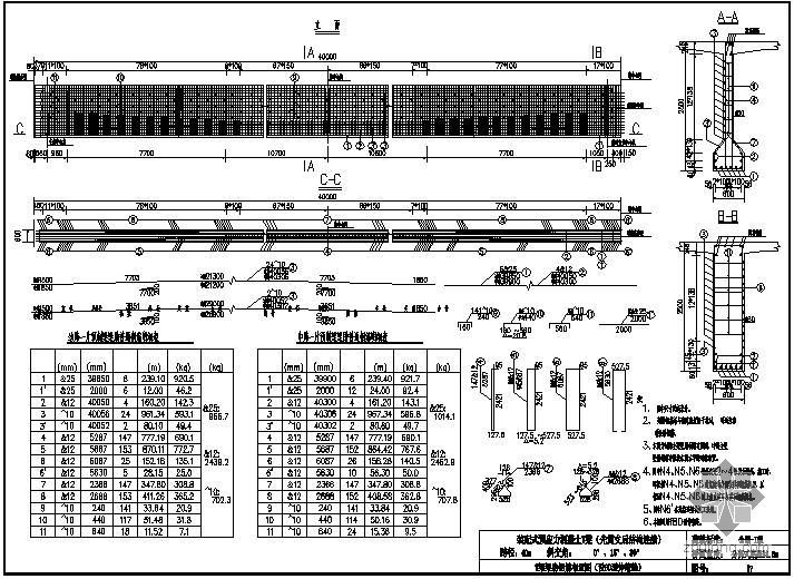 80伸缩缝一般构造图资料下载-装配式预应力混凝土T梁桥（先简支后结构连续）上部构造通用图[跨径：40m，桥面宽度：分离式路基33.