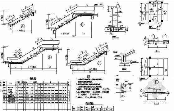 支模楼梯流程资料下载-楼梯大样及楼梯表