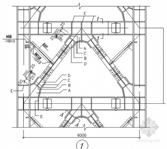 钢立柱与混凝土支撑节点资料下载-人字形钢支撑连接节点构造详图