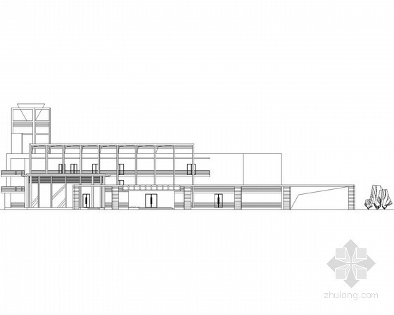 三层会所建筑图资料下载-某三层扇形平面现代型会所建筑方案图
