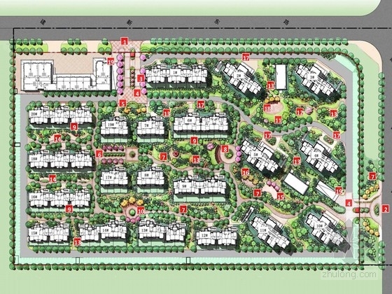 简欧景观平面图资料下载-[天津]简欧田园式住宅景观规划设计方案