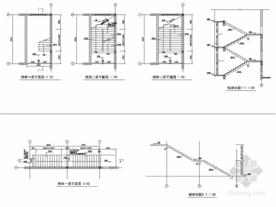 [上海]原别墅改建为地上三层砖砌体结构办公楼改造加固结构施工图-楼梯详图