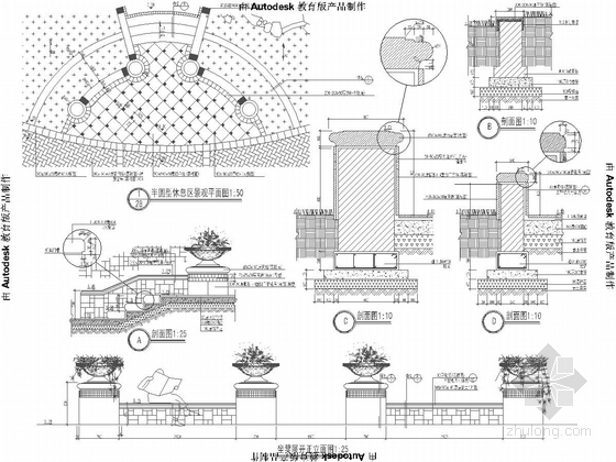 [杭州]城市高档居住区景观设计施工图-休息区施工详图