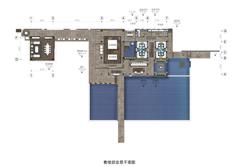 【天津】富力津南新城售楼部及公寓大堂项目设计方案文本-首层平面图