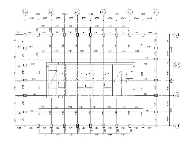 [大连]知名大厦结构超限初步设计审查报告-标准层钢梁布置图