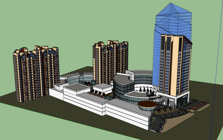 办公综合体建筑设计施工图资料下载-商住综合体建筑设计模型