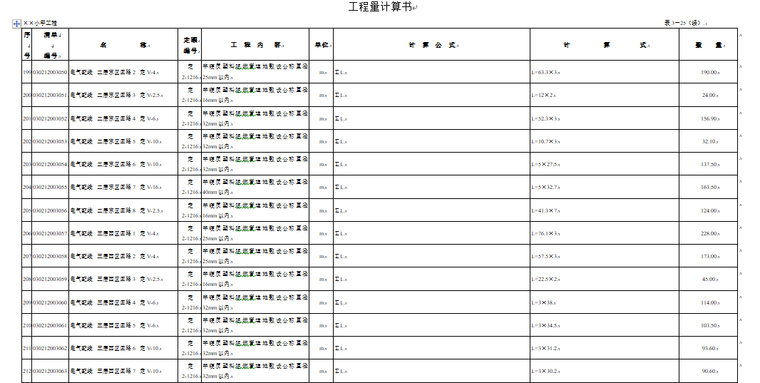 土建、装饰、安装计算套项清单组价范例-工程量计算书5