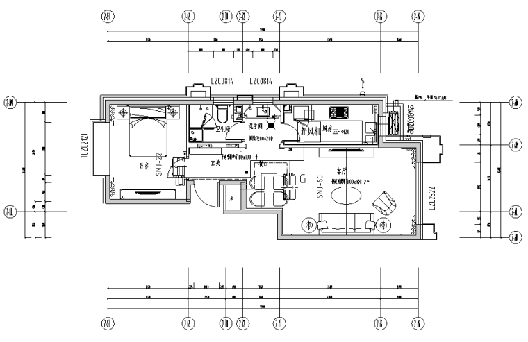 楼盘设计cad资料下载-[北京]某楼盘G户型室内设计施工图(含效果图)