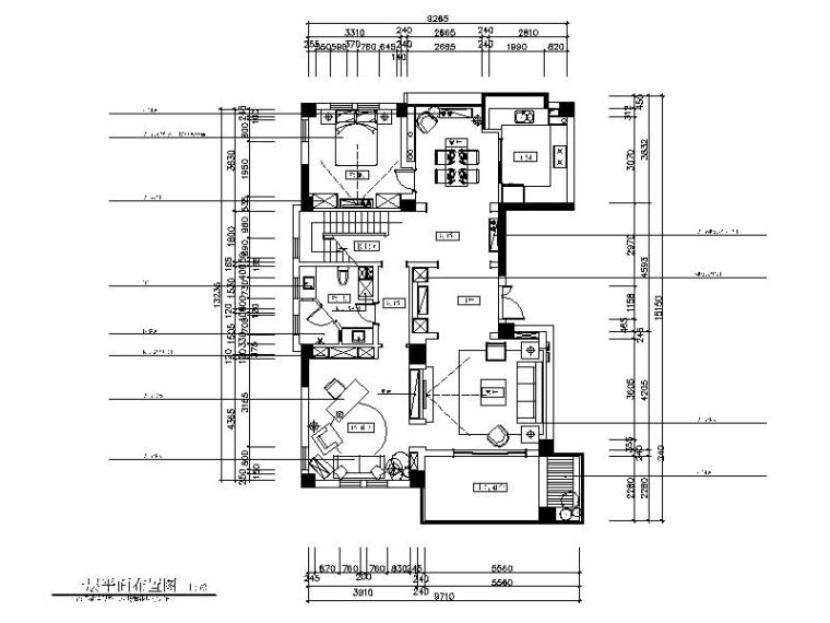 美式风格别墅装修样板房资料下载-美式风格样板房设计CAD施工图（含效果图）