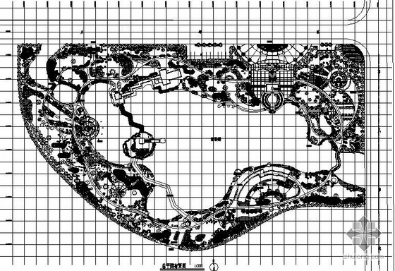 园林亭子手绘平面图资料下载-某公园园林设计平面图