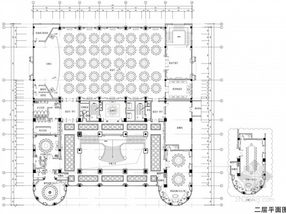 二层会所CAD平面图资料下载-[苏州]奢华欧式风格商务会所二层宴会厅西餐厅室内装修图（含效果）