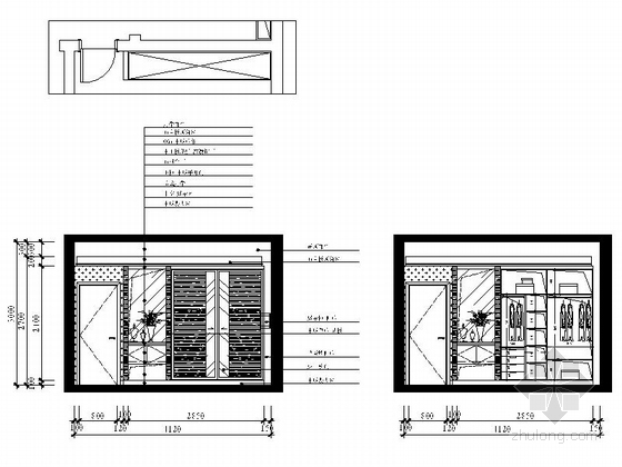 [山西]精品名师设计港式风格复式样板间CAD装修施工图（含效果）主卧立面图