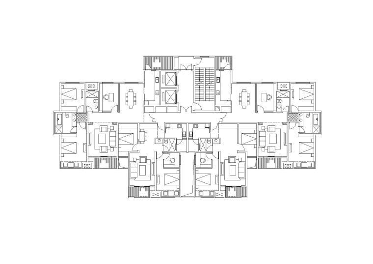 [安徽]合肥知名地产广场商住综合体设计文本（JPG+CAD+Max+Psd）-高层住宅平面图2