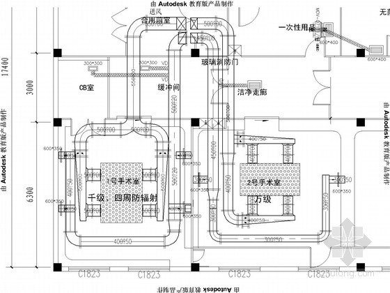 [四川]洁净手术室空调通风设计平面图-手术室、ICU净化回风平面图 