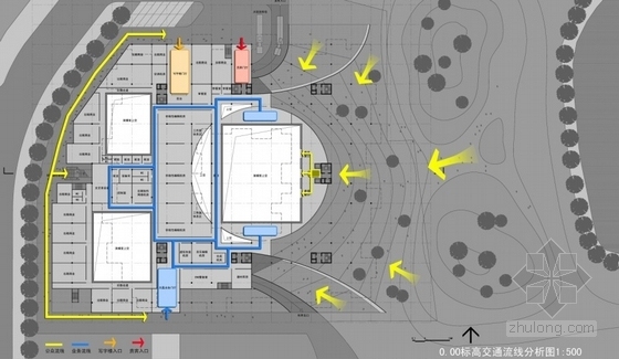 [北京]6层核心筒立体方格结构知名传媒中心建筑设计方案文本（国内著知名建筑设计师，含cad）-传媒中心分析图