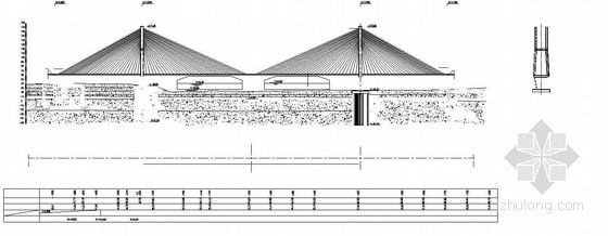 河段景观节点资料下载-双塔双索面预应力斜拉桥主桥总体布置节点详图设计
