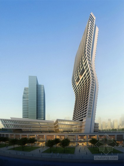 100米以下的高层资料下载-中东100米高层酒店建筑效果图3D模型