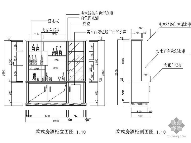 户型cad立面图资料下载-欧式酒柜立面图