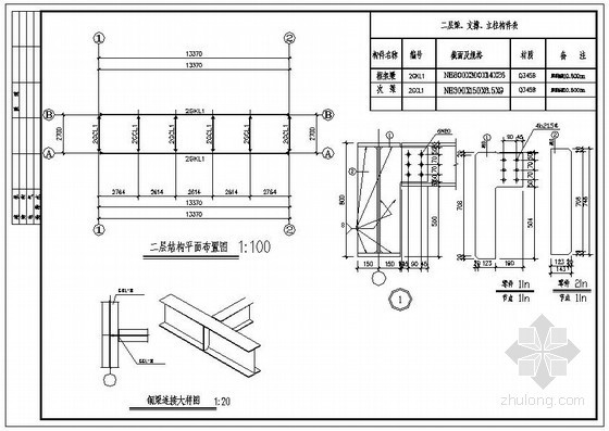 钢结构廊桥结构设计资料下载-某附楼连接廊钢结构设计图