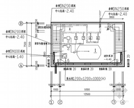 甲类仓库消防泵房资料下载-某消防泵房管线图