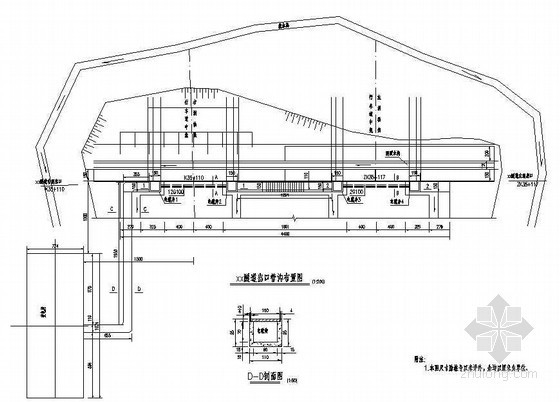 隧道管沟设计资料下载-分离式双洞隧道出口洞外管沟竣工布置节点详图设计