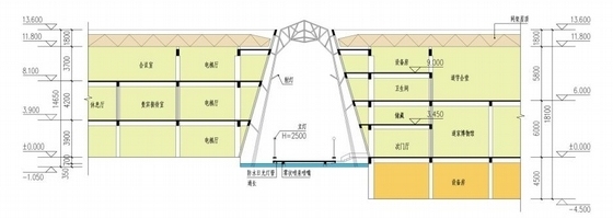 [江西]三层金属网罩复合形态旅游服务中心成图建筑设计方案文本-三层金属网罩复合形态旅游服务中心成图建筑剖面图