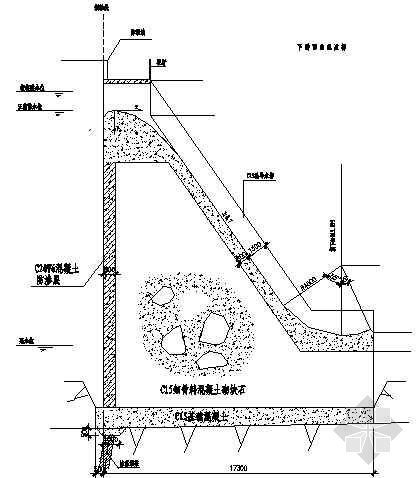 乡村道路标准断面图资料下载-某小骨料混凝土砌块石重力坝标准断面图