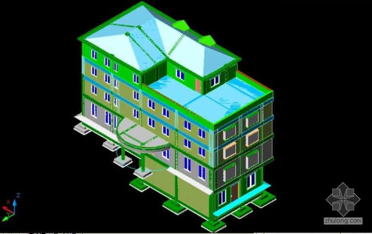 坡屋顶综合楼资料下载-[三维算量3DA2008应用]深圳某综合楼算量建模(含CAD图全)