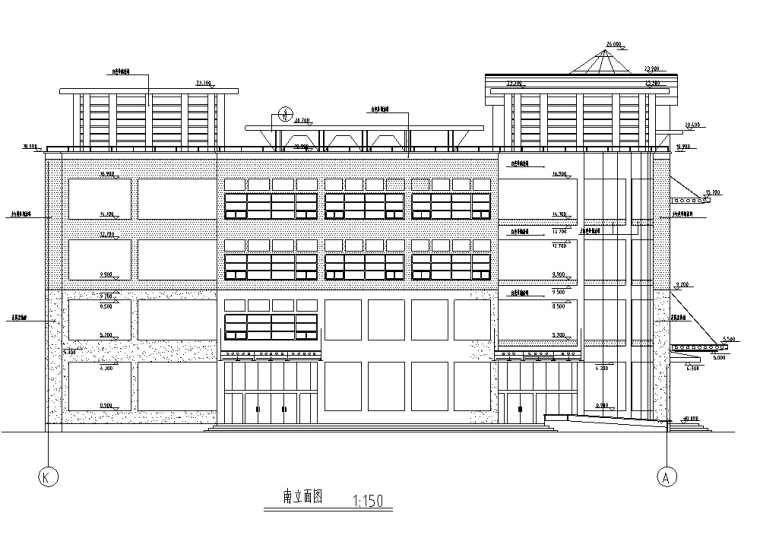 5套现代多层购物中心商业建筑设计施工图CAD-多层商场建筑设计立面图