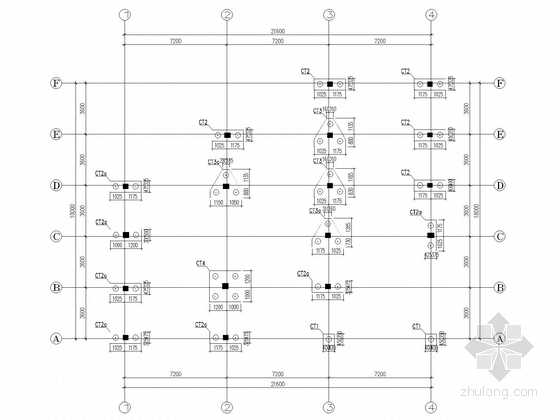 [武汉]二层框架住宅楼结构施工图(含建施)-承台平面布置图