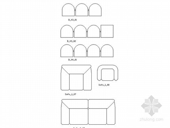 沙发平面CAD图块下载 