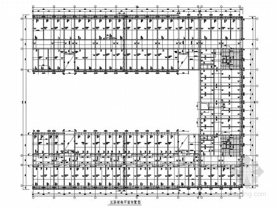[重庆]六层框架结构实验楼结构施工图-五层结构平面布置图 