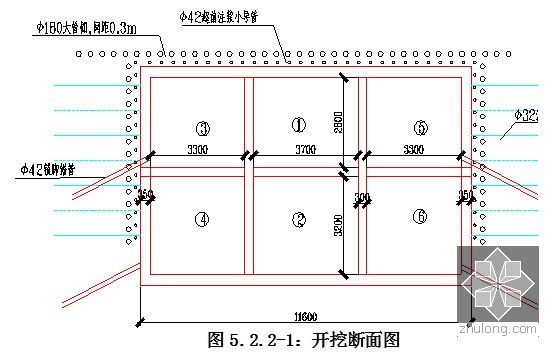 [云南]地铁区间中导洞法暗挖隧道开挖及超长大管棚支护专项施工方案69页-开挖断面图