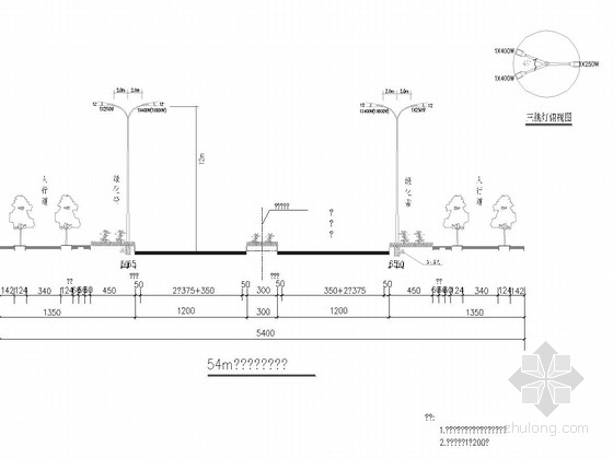 道路照明箱变系统图资料下载-[重庆]54m宽双向6车道市政道路照明设计图13张（三级负荷）