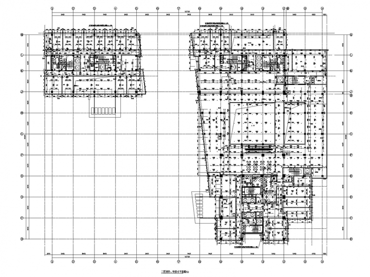 [温州]乐清中心综合建筑地上及地下给排水及消防施工图-二层消防、给排水平面图.jpg