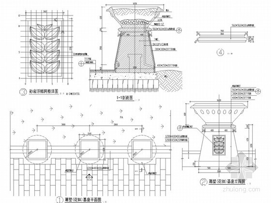 cad花钵资料下载-园林景观花钵施工详图13例