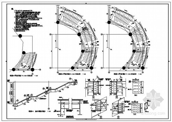 弧形楼梯dwg资料下载-某弧形楼梯节点构造详图