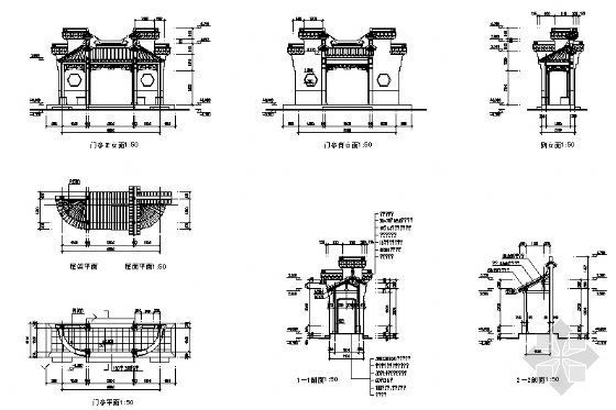 古建亭子建筑方案图系列-门亭-4