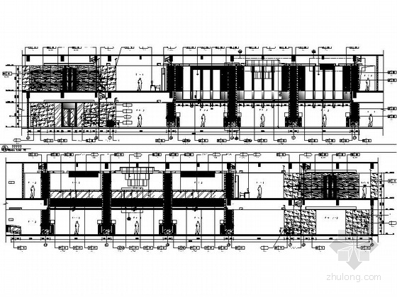 [陕西]高档典雅度假酒店大堂及大堂吧装修施工图（含效果）大堂立面图 