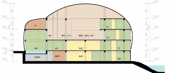 [江苏]现代风格四星级花园酒店设计方案文本-现代风格四星级花园酒店设计剖面图