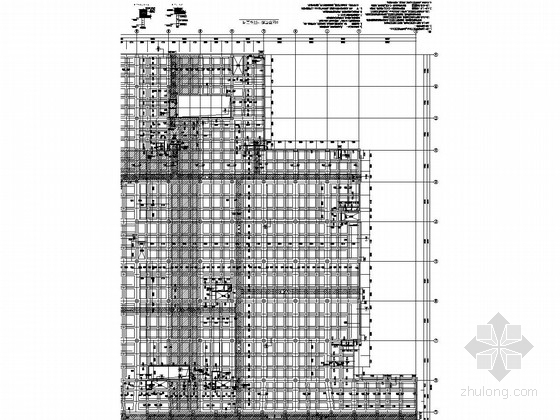 大型火车站综合交通枢纽南北广场地下空间结构施工图（含详细建筑图）-北广场D区顶层板平面布置图 