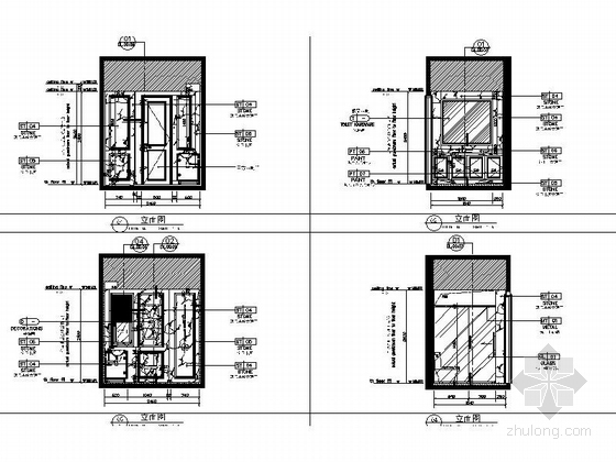 [上海]华丽浪漫主义欧式轻快样板间室内CAD施工图（含效果图及实景图）卫生间立面图