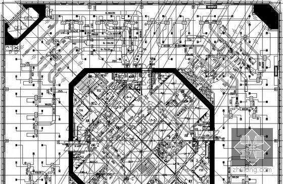 [上海]环球金融中心空调通风设计施工图500张(地标建筑 顶级院设计)-办公楼部分空调平面图