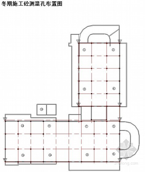 [北京]办公楼工程冬季施工方案(测温孔布置图)- 