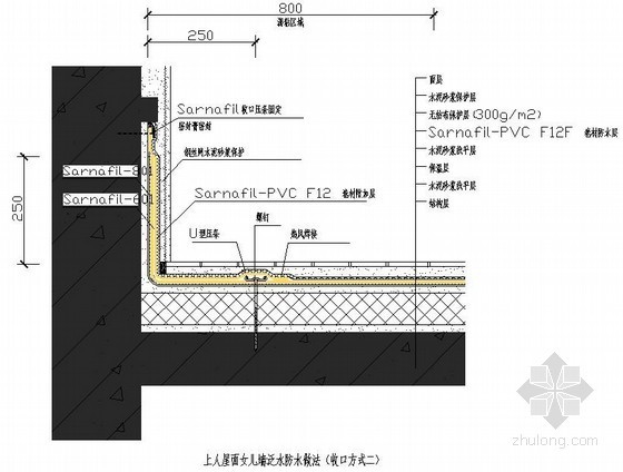 屋面女儿墙防水资料下载-上人屋面女儿墙泛水防水做法（收口方式二）