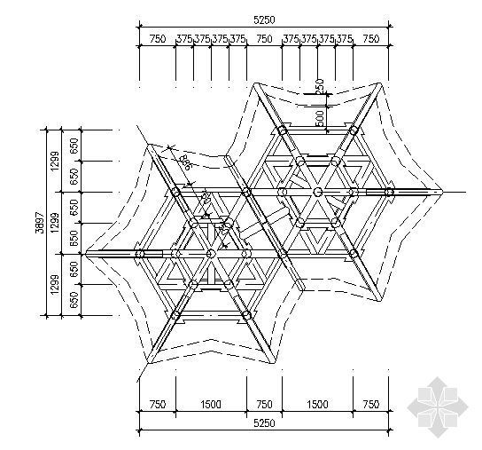 古建亭子建筑方案图系列-六角套亭-3