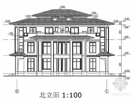 [扬州]某国际花园三层简欧式双拼别墅施工图（16号楼）-图5