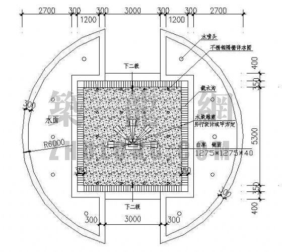 下沉绿地景观案例资料下载-下沉式旱喷景观平台详图