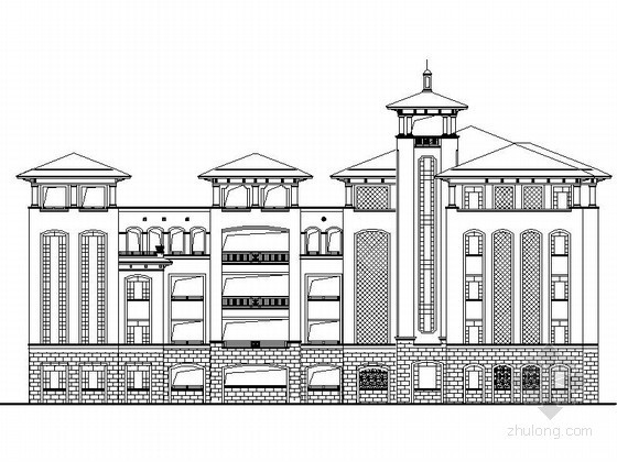欧式建筑施工图CAD资料下载-[江苏]某小学五层教学楼欧式建筑施工图
